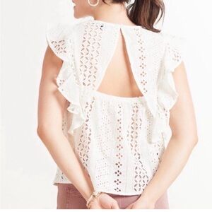 Sanctuary White Eyelet Ruffle Blouse New With Tags Size Medium